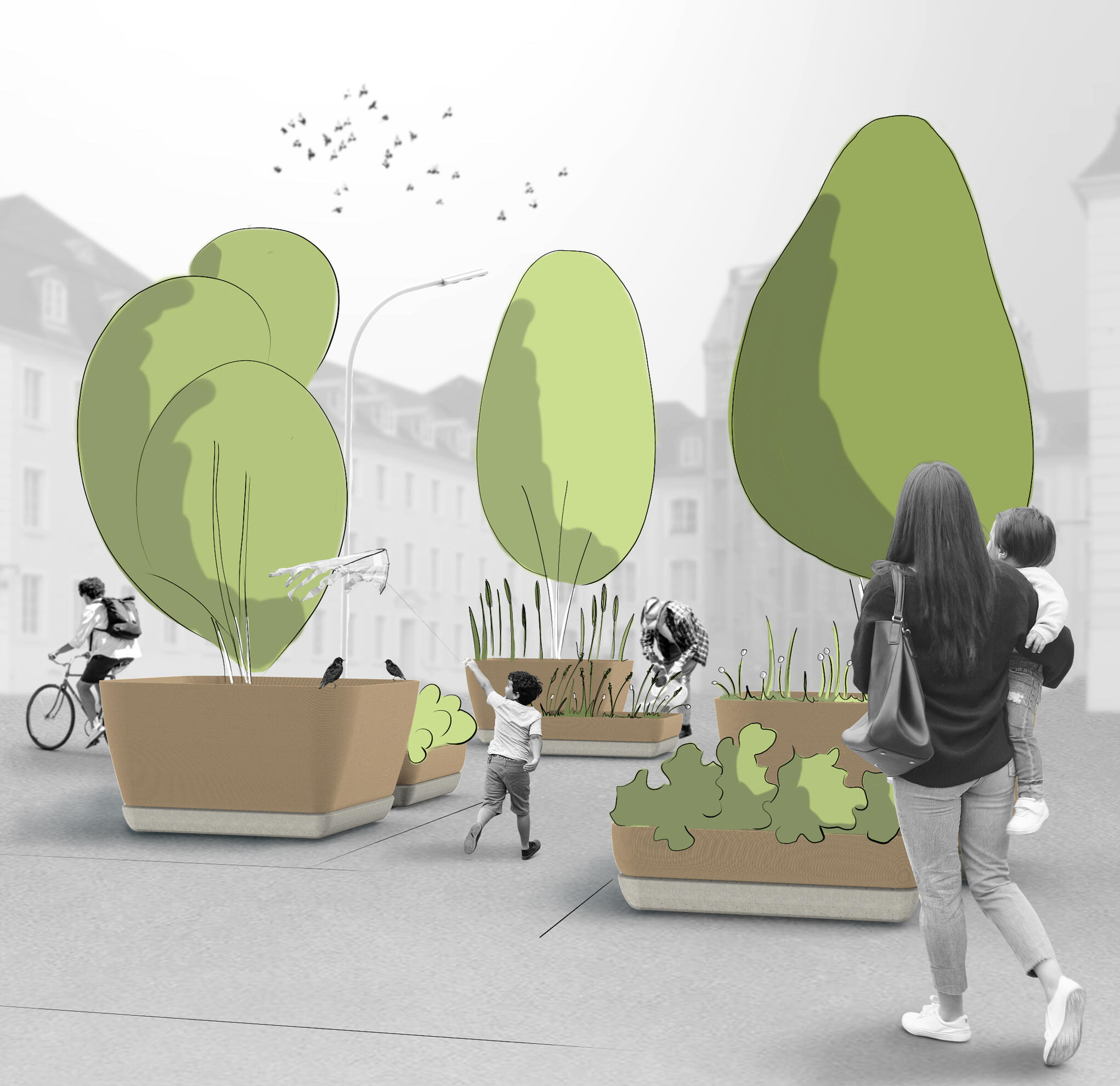 AUF DIE PLÄTZE Begrünungssystem für öffentliche Plätze